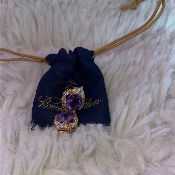 Swiss Gold and Purple Earrings amethyst and crystals Gold plated . Never warn - Picture 3 of 6